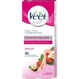 VEET READY TO USE WAX STRIPS FULL BODY WAXING KIT - NORMAL SKIN